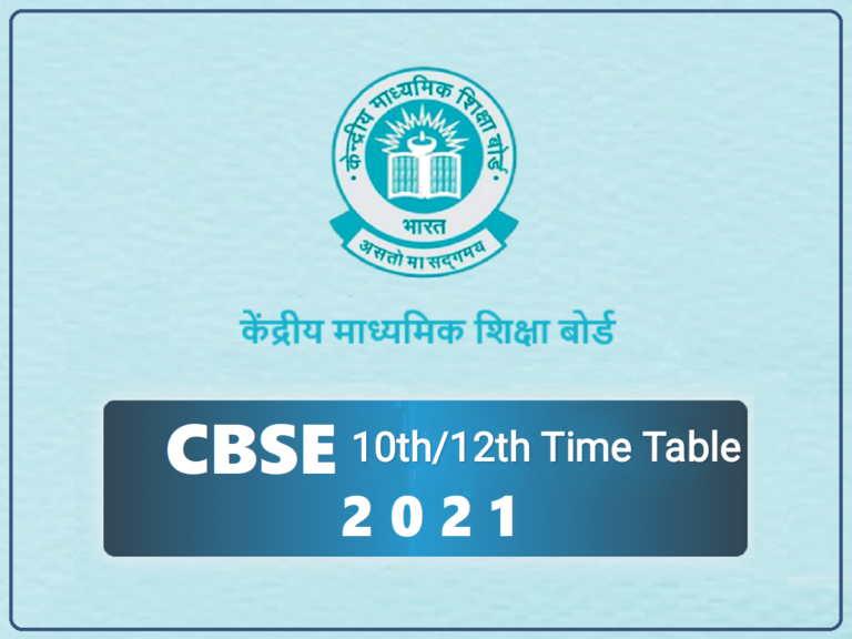 CBSE Board Class 10th / 12th Time Table 2021