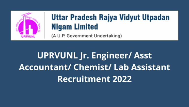 UPRVUNL Recruitment 2022 %%sep%% UPRVUNL Jr. Engineer / Asst Accountant / Chemist / Lab Assistant Online Form 2022